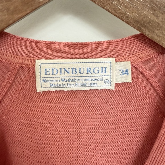 Edinburgh Washable Lambswool V Neck Cardigan SM Dusty Rose Golf Preppy Grandpa - Picture 3 of 9